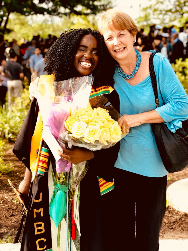 Pictured: Anna Gifty Opoku-Agyeman and former Head of Lower School, Anna Puma, at 2019 University of Maryland, Baltimore County Commencement 