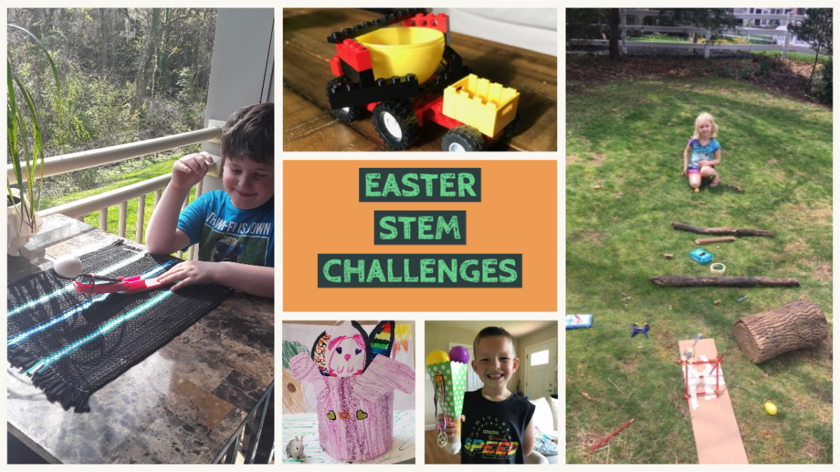 Easter STEM challenge collage of students