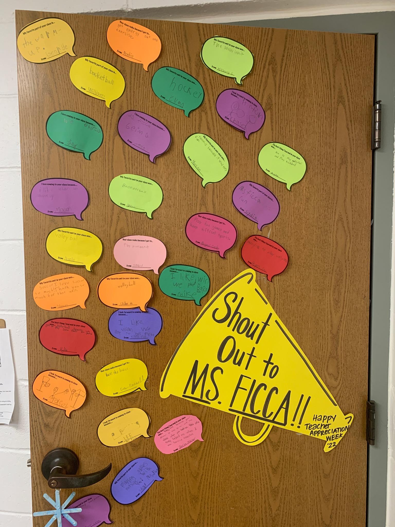 hand made teacher shout out notes by students and parents